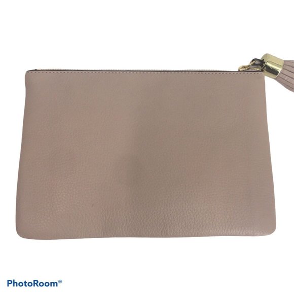 G.I.L.I. Pebble Leather Tassel Ballet Pink Pouch Clutch Bag Monogram Initial C - Picture 2 of 11